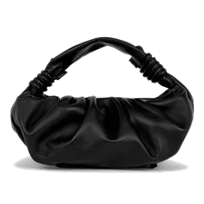 Skórzana kompaktowa torebka hobo ECCO® Scrunch - Czarny - Front