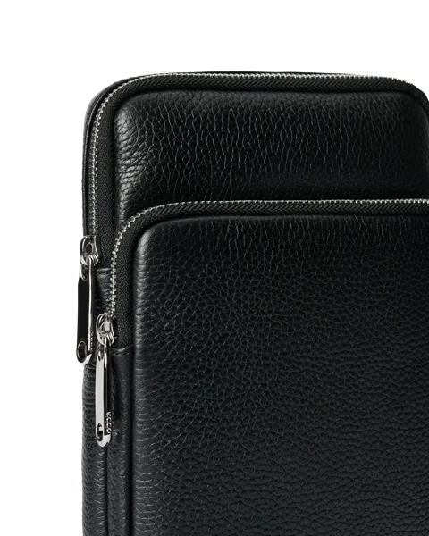 ECCO® Flat Pouch Leather Crossbody Bag - Black - D1