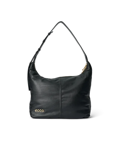 Kožená voľná kabelka ECCO® - Čierna - M