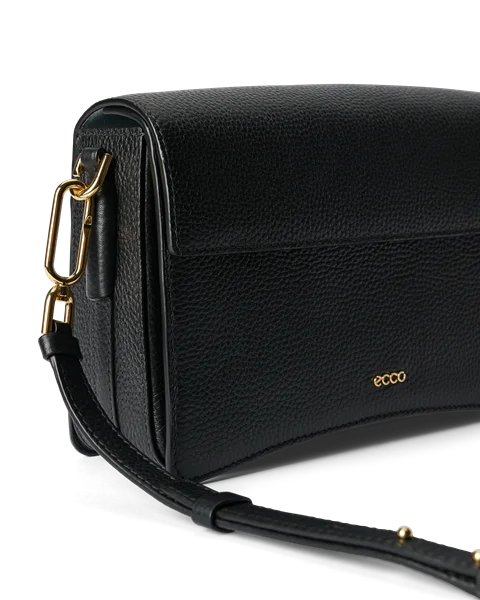 Skórzana torba przez ramię z klapką ECCO® - Czarny - D1