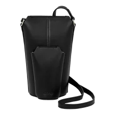 ECCO® Pot Double Leather Crossbody Bag - Black - Front