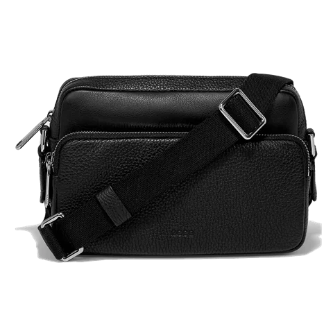 ECCO® Textureblock Leather Camera Bag - Black - Front