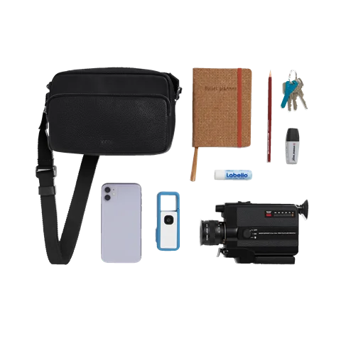 ECCO® Textureblock Leather Camera Bag - Black - Lifestyle