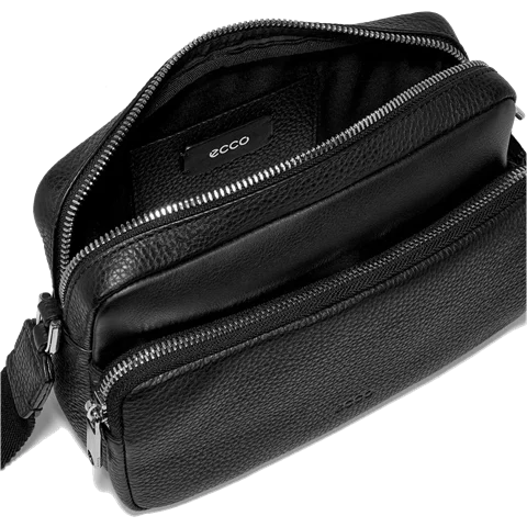 ECCO® Textureblock Leather Camera Bag - Black - Inside