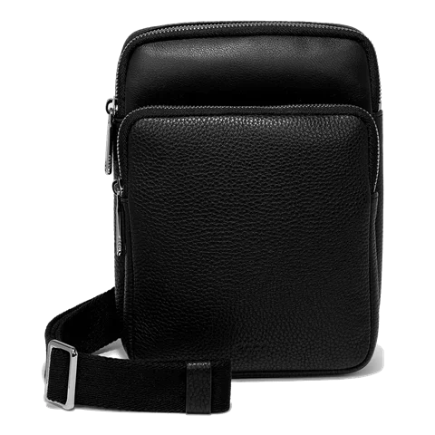ECCO® Textureblock Leather Crossbody Bag - Black - Front