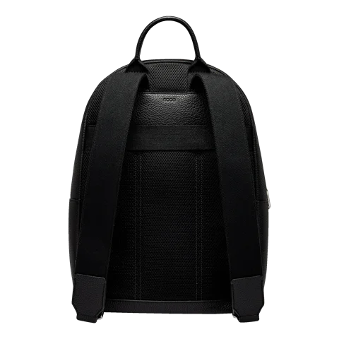 ECCO® Textureblock Leather Backpack - Black - Back