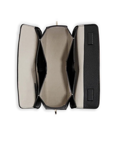 ECCO® Textureblock Leather Saddle Bag - Black - Be