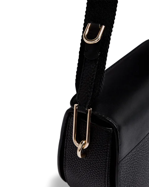 ECCO® Textureblock Leather Saddle Bag - Black - D1