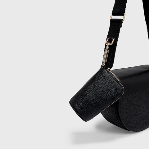 ECCO® Textureblock Leather Saddle Bag - Black - Lifestyle 2