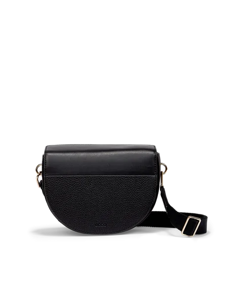 ECCO® Textureblock Leather Saddle Bag - Black - M