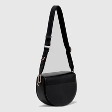 Skórzana torebka saddle bag ECCO® Textureblock - Czarny - Main