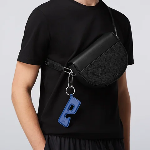 ECCO® Textureblock Leather Saddle Bag - Black - Lifestyle