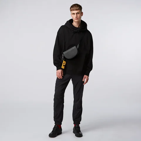 ECCO® Textureblock Leather Saddle Bag - Black - Lifestyle 2