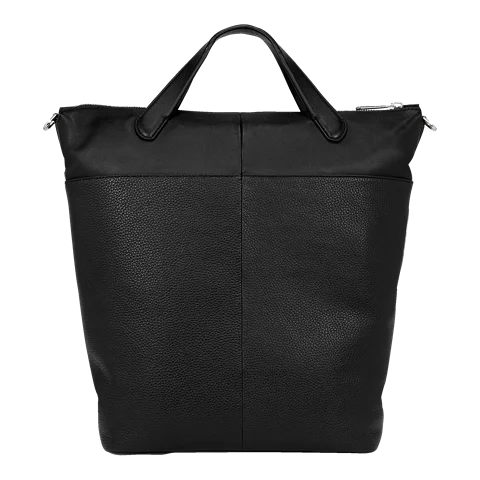 Skórzana torba na zakupy ECCO® Textureblock - Czarny - Back