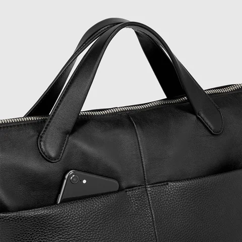 ECCO® Textureblock bőr bevásárló táska - FEKETE  - Lifestyle 2