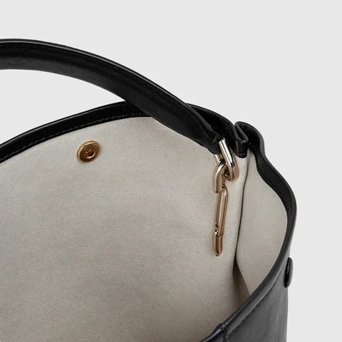 ECCO® Takeaway Leather Bucket Bag - Black - Inside