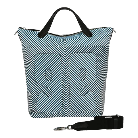 Kožená taška tote ECCO® E Stripe - Modrá - Front