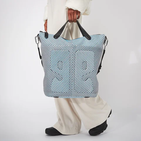 ECCO® E Stripe Leather Tote Bag - Blue - Lifestyle 3