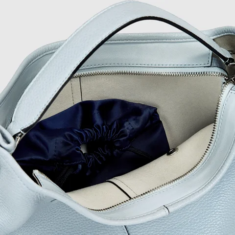 ECCO® Wet Takeaway Leather Shoulder Bag - Blue - Inside