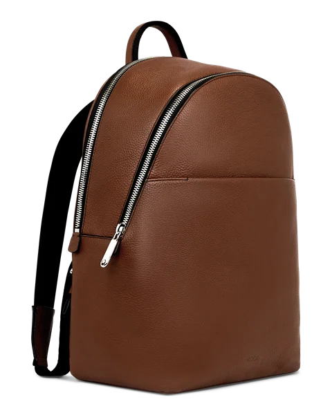 Skórzany plecak ECCO® Round Pack - Brązowy - M