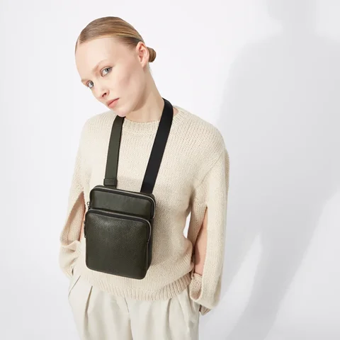 ECCO® Flat Pouch Leather Crossbody Bag - Green - Lifestyle 4