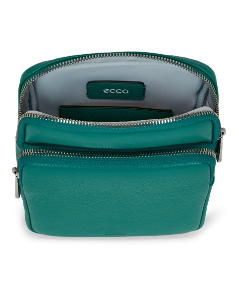 ECCO® Flat Pouch Umhängetasche aus Leder - Grün - I