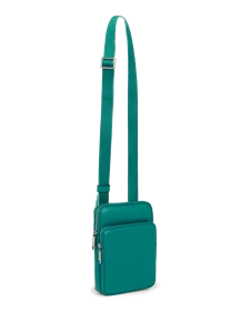 Usnjena torba za čez telo ECCO® Flat Pouch - Zelena - M