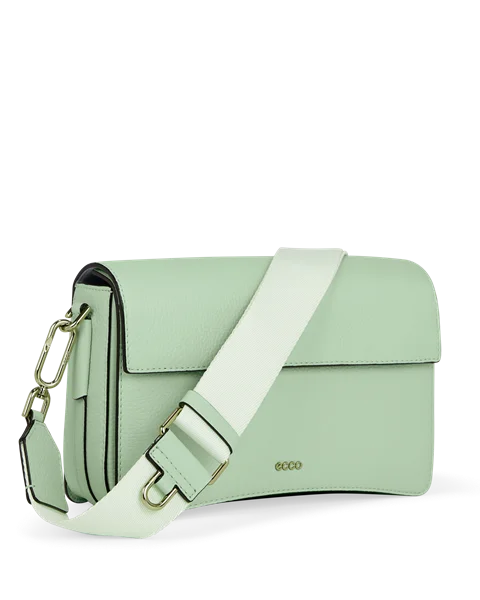 Skórzana torba przez ramię z klapką ECCO® - Zielony - M