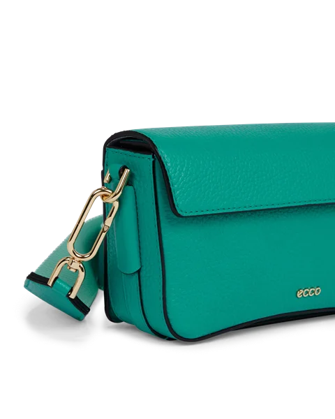 Skórzana torba przez ramię z klapką ECCO® - Zielony - D2