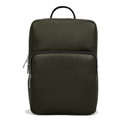 Kožený štvorcový ruksak ECCO® Textureblock - Zelená - Front