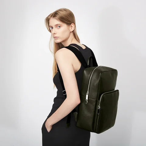 Skórzany prostokątny plecak ECCO® Textureblock - Zielony - Lifestyle 3