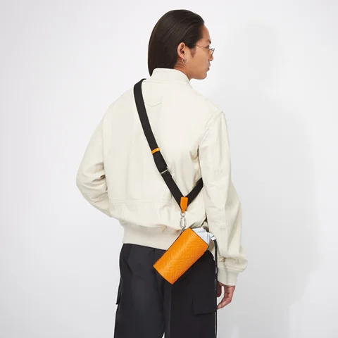 ECCO® E Pot Sling Monogram Leather Crossbody Bag - Orange - Lifestyle 3