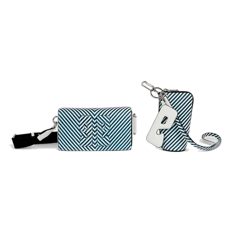 Skórzana torebka na telefon ECCO® E Stack Stripe - Niebieski - Front