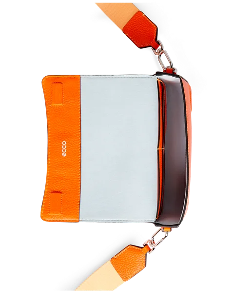 Skórzana torba przez ramię z klapką ECCO® - Pomarańczowy - Be