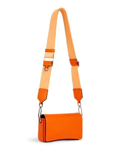 Skórzana torba przez ramię z klapką ECCO® - Pomarańczowy - M
