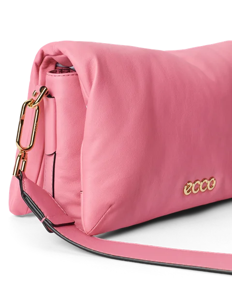 Skórzana torba przez ramię z klapką ECCO® - Różowy - D1