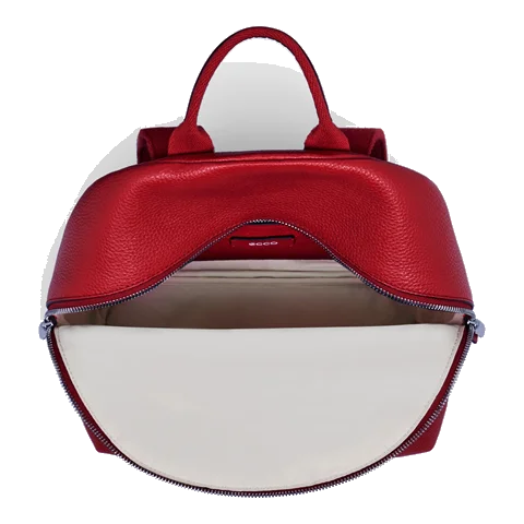 ECCO® Textureblock Leather Small Backpack - Red - Birdeye