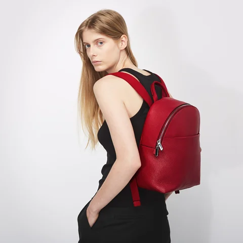 ECCO® Textureblock Leather Small Backpack - Red - Lifestyle