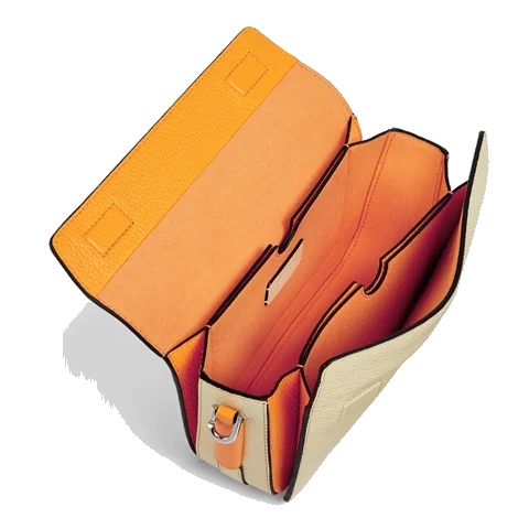 Skórzana torba przez ramię z klapką ECCO® Colorblock - Żółty - Inside