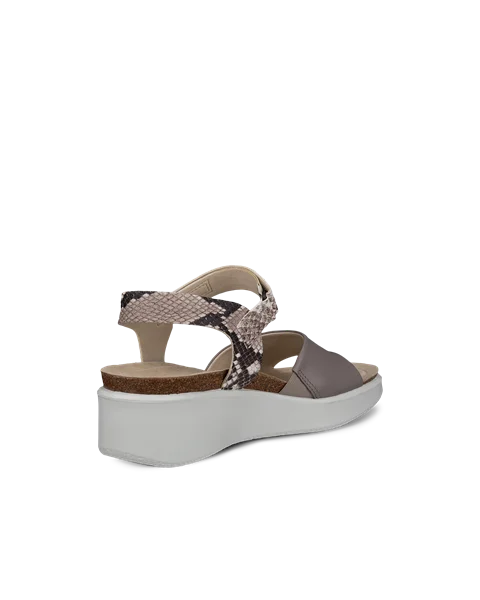 ECCO® Flowt Wedge Cork Damen Korksandale aus Leder mit Keilabsatz - Grau - B