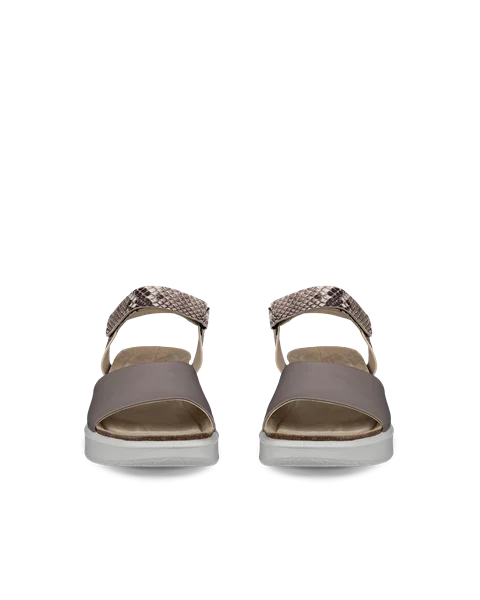 ECCO® Flowt Wedge Cork Damen Korksandale aus Leder mit Keilabsatz - Grau - Front_Pair