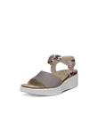 ECCO® Flowt Wedge Cork Damen Korksandale aus Leder mit Keilabsatz - Grau - M