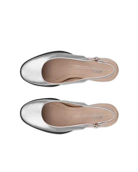 ECCO® Sculpted LX 55 Damen Lederpumps mit Blockabsatz - Silber - Top_Left_Pair