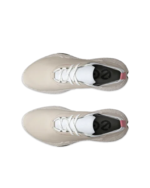 Women's ECCO® Golf BIOM H5 Leather Waterproof Shoe - Beige - Top_Left_Pair