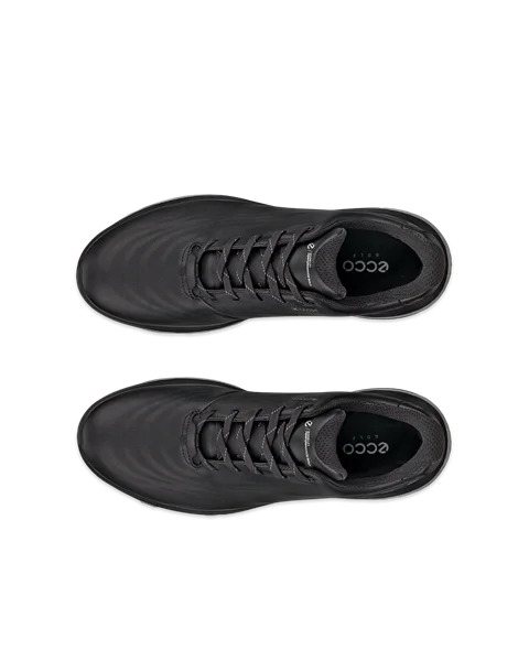 Men's ECCO® Golf LT1 Leather Waterproof Shoe - Black - Top_Left_Pair