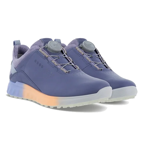 Damskie skórzane buty do golfa z Gore-Tex ECCO® Golf S-Three - Niebieski - Pair