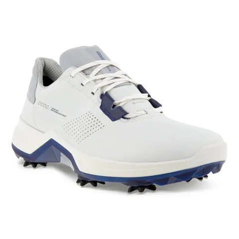 lommeregner At passe krokodille ECCO® Golf Biom G5 Gore-Tex golfsko i læder med klamper til herrer | Hvid