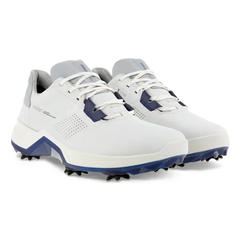 Jeg var overrasket i dag bremse ECCO® Golf Biom G5 Gore-Tex golfsko i læder med klamper til herrer | Hvid