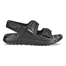 Kids' ECCO® Cozmo 60 Leather Two Strap Sandal - Black - Outside