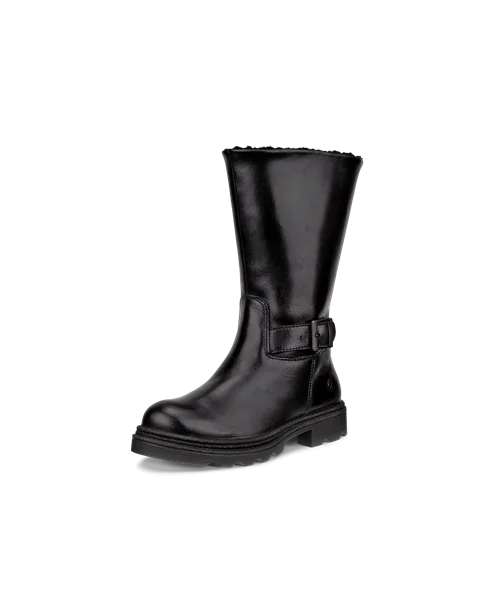 ECCO® Grainer bottes hautes imperméable en cuir pour enfant - Noir - M